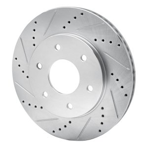 Infiniti QX56 Brake Rotor (1) - Front Left - R1 Concepts - Drilled & Slotted - Silver - `04-`05